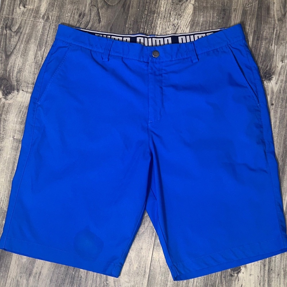 Puma Golf Shorts Mens 38 Electric Blue Performance Athletic Tech Waistband